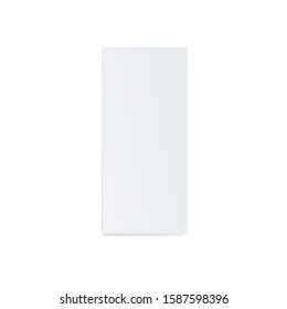 Blank white rectangle leaflet mockup, realistic piece of empty paper for card or text template, long and thin vertical strip for booklet or pamphlet, isolated vector illustration on white background