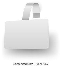 Blank white rectangular advertising wobbler with shadow vector template.