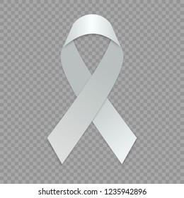 Blank White Ribbon. Template For Awareness Symbol. Vector Illustration.