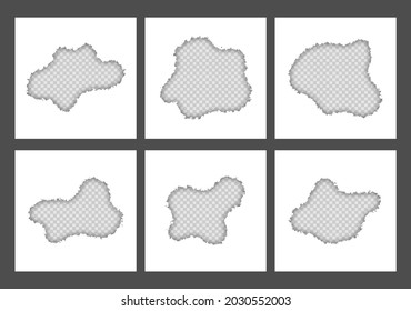 Blank white ripped torn at center square paper sheets collection 