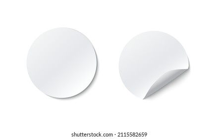 Blank white round paper sticker mock up with curved corner - Shutterstock ID 2115582659
