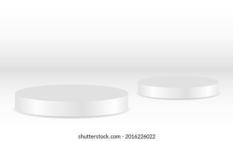 pedestal blanco redondo. rotonda galardonada podium para una extraordinaria presentación publicitaria de productos de lujo sobre fondo de iluminación de gradiente blanco. ilustración vectorial