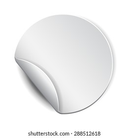 Blank, white round promotional sticker.  Vector illustration