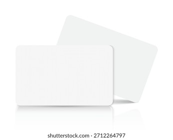Blank White Rounded Card Mockup – Minimal Business, ID, RFID, and Gift Card Design Template with Soft Shadow – Vector Illustration