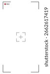 A blank white screen with camera recording indicators and a central focus frame, ready for content.