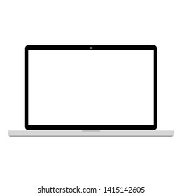 blank white screen laptop computer isolated on white background. vector illustration