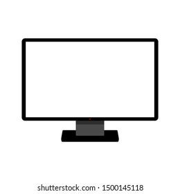 blank white screen LED TV with stand isolated on white background. vector illustration