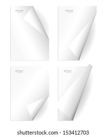 Blank white sheet of paper with corner fold - Vector illustration