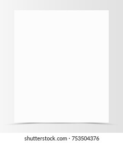 Blank white sheet of paper with shadow. Vector illustration