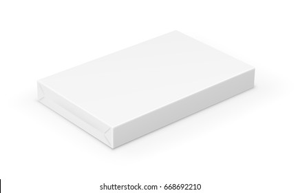 Blank white short flat wrapped box. Vector illustration on white background.