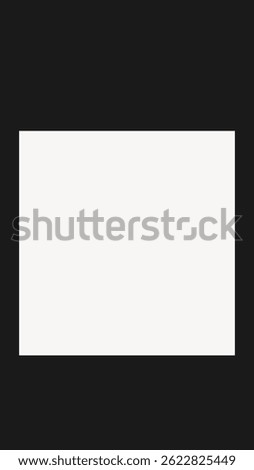 Blank white small square design on a black background. Simple design with a black frame. Minimalist style with a white square focus. Frame with copy space. Frame vector.