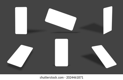 Colección de simulaciones de pantalla de smartphone en blanco y en blanco con diferentes vistas y ángulos