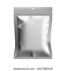 Blank White Snack Pouch Bag Packaging Isolated On White Background. EPS10 Vector