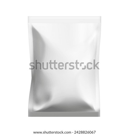 Blank White Snack Pouch Bag Packaging Isolated On White Background. EPS10 Vector