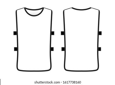 Blank White Soccer Football Training Vest Template on White Background. Front and Back View, Vector File