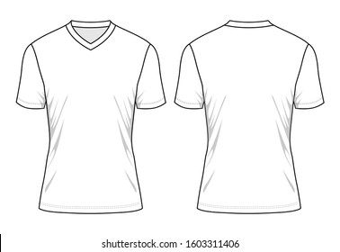 Blank White Soccer Shirt Template On White Background.Front And Back View, Vector File.