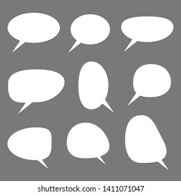 blank white space cartoon speech bubbles set on grey background. vector illustration