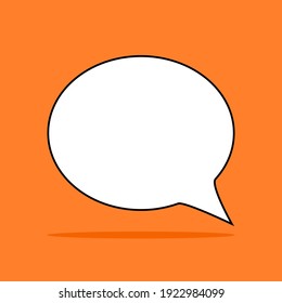 blank white speech bubble with drop shadow isolated on orange color background