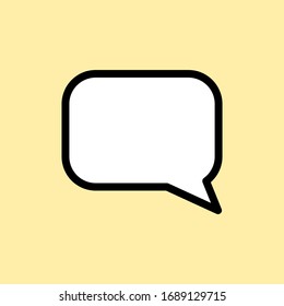 weißes, leeres Sprachblase-Symbol einzeln auf gelbem Hintergrund. Vektorillustration