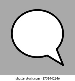 icono de burbuja de voz blanca en blanco con marco negro. símbolo de chat aislado en fondo gris. ilustración vectorial