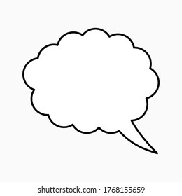 icono de burbuja de voz blanca en blanco. con forma de nube aislada en fondo blanco. ilustración vectorial