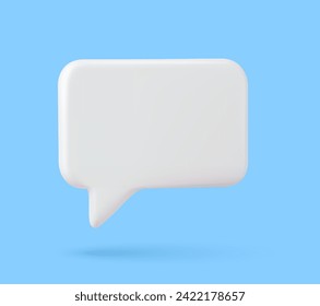 Blank white speech bubble pin isolated on blue background 3D rendering. Social network communication concept. Vector illustration