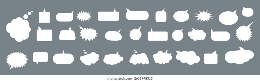 Blank White Speech Bubble Set – Vector Talk Bubbles on Gray Background