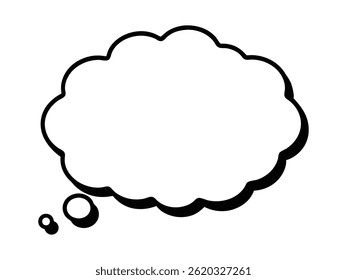 A blank white speech bubble vector for dialogue and thought representation. Perfect for graphic design, social media, and communication concepts.