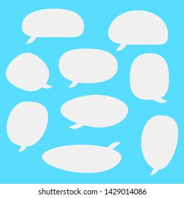 blank white speech bubbles set with different shape. vector illustration