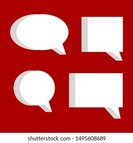 blank white speech bubbles set with different shape isolated on red background. vector illustration