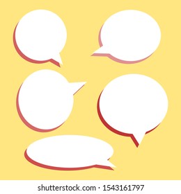 blank white speech bubbles set isolated yellow on background. vector illustration