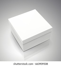 blank white spun paper box 3d illustration, can be used as design element, isolated gray background, elevated view
