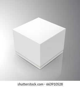 blank white spun square paper box 3d illustration, can be used as design element, isolated bicolor background, elevated view