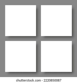 Blank white square banners on gray background with shadow, design element