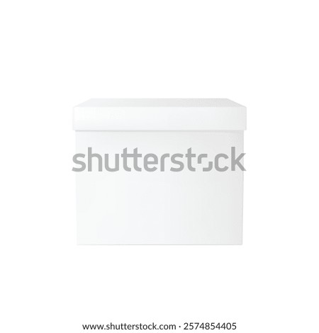 Blank White Square Closed Box with Lid for Packaging Vector illustration