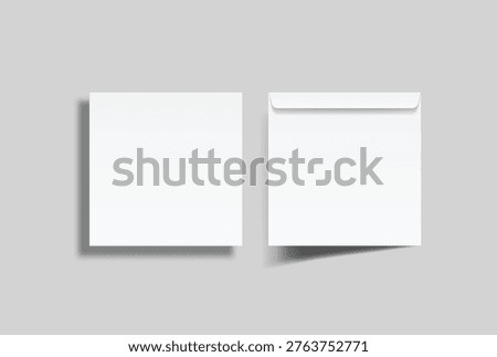 Blank white square envelope mockup with transparent window isolated on background, clean stationery composition for corporate branding, business correspondence, wedding invites and mailing design