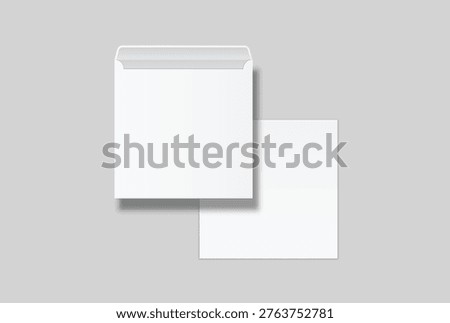 Blank white square envelope mockup with transparent window isolated on background, clean stationery composition for corporate branding, business correspondence, wedding invites and mailing design