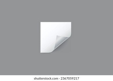 Blank white square paper sheets with curled corner editable background