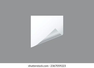 Blank white square paper sheets with curled corner editable background