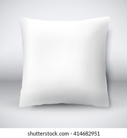 Blank white square pillow / cushion vector illustration Interior design element. Sofa cushion. - Vector