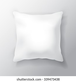 Blank White Square Pillow Isolated on White Background. 
Design Template for Mock Up. Vector illustration