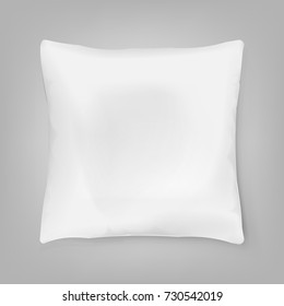 Blank white square pillow isolated on background. Vector illustration. Eps 10.