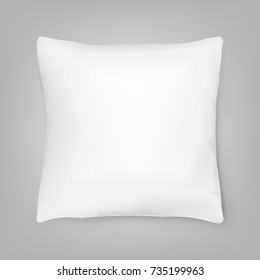 Blank white square pillow isolated on background. Vector illustration. Eps 10.