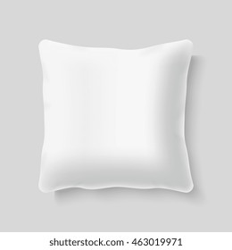 Blank white square realistic pillow cushion vector template