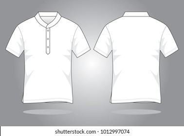 Blank white stand up collar short sleeve chef coat vector.Front and back view.