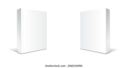 Blank white standing softcover thick book or magazine 2 views mockup template. Isolated on white background with shadow. Ready to use for your business. Vector illustration.