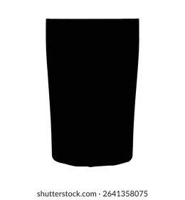 Blank white stand-up pouch silhouette, isolated on white background. Ideal for packaging design mockups.