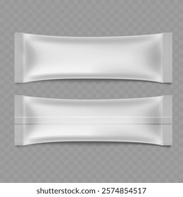 Blank White Stick Sachet Packaging for Food and Drink Products Vector illustration