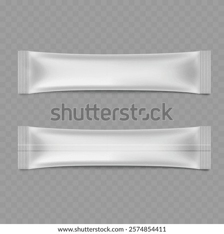 Blank White Stick Sachet Packaging for Food and Drink Products Vector illustration