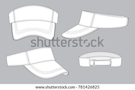 Blank White Sun Visor Cap With Sandwich and Adjustable Hook And Loop Strap Design on Gray Background, Vector File